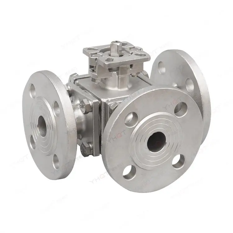 Three-way high platform flange ball valve